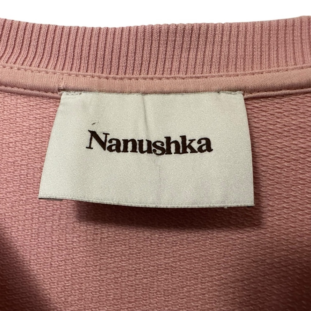 Nanushka Womens Remy Embroidered Logo Sweatshirt Sz Medium Pink Relaxed Fit - Picture 7 of 7